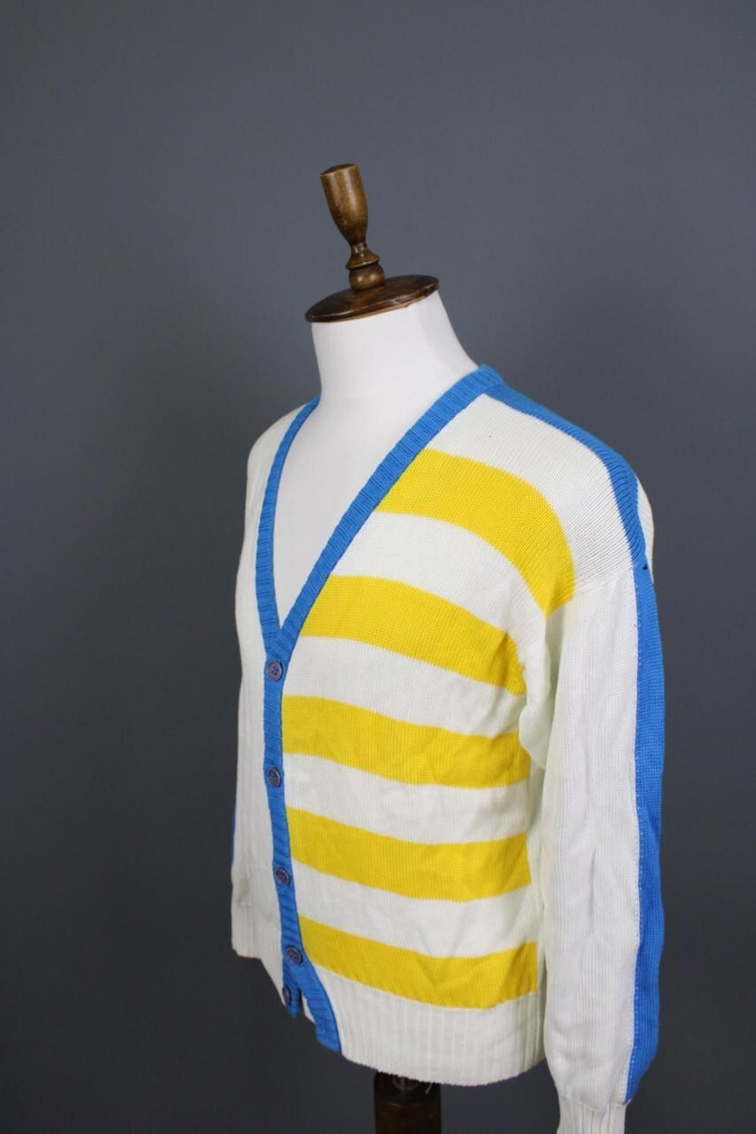 Ermenegildo Zegna Ermenegildo Zegna White Striped Cardigan Sweater Size 50 Size US M / EU 48-50 / 2 - 8 Thumbnail
