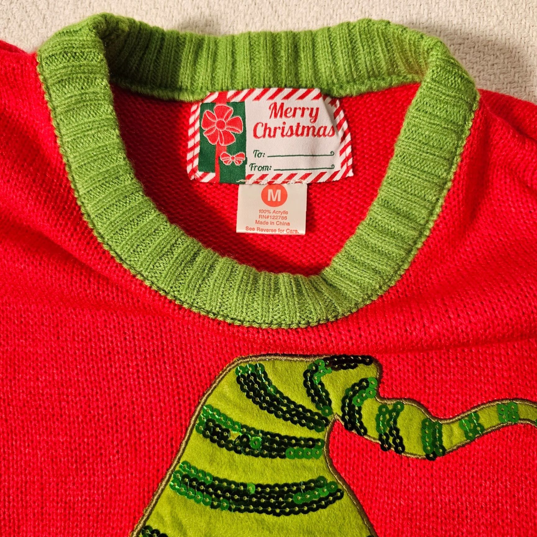 Vintage Christmas holiday ugly sweater Elf long sleeve Sequin size Medium #selfie Size M / US 6-8 / IT 42-44 - 2 Thumbnail