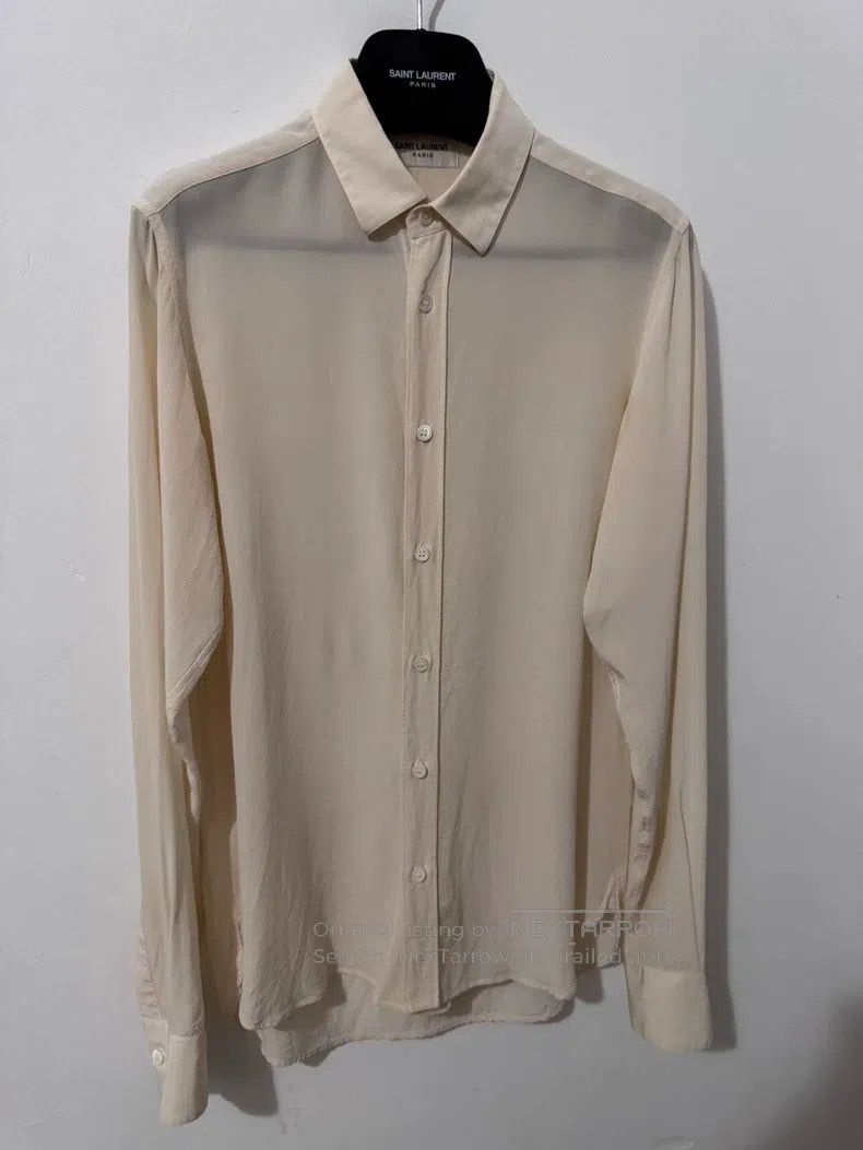 Saint Laurent Paris Saint Laurent Paris Mulberry Silk Point Collar Basic Beige Size XS / US 0-2 / IT 36-38 - 3 Thumbnail