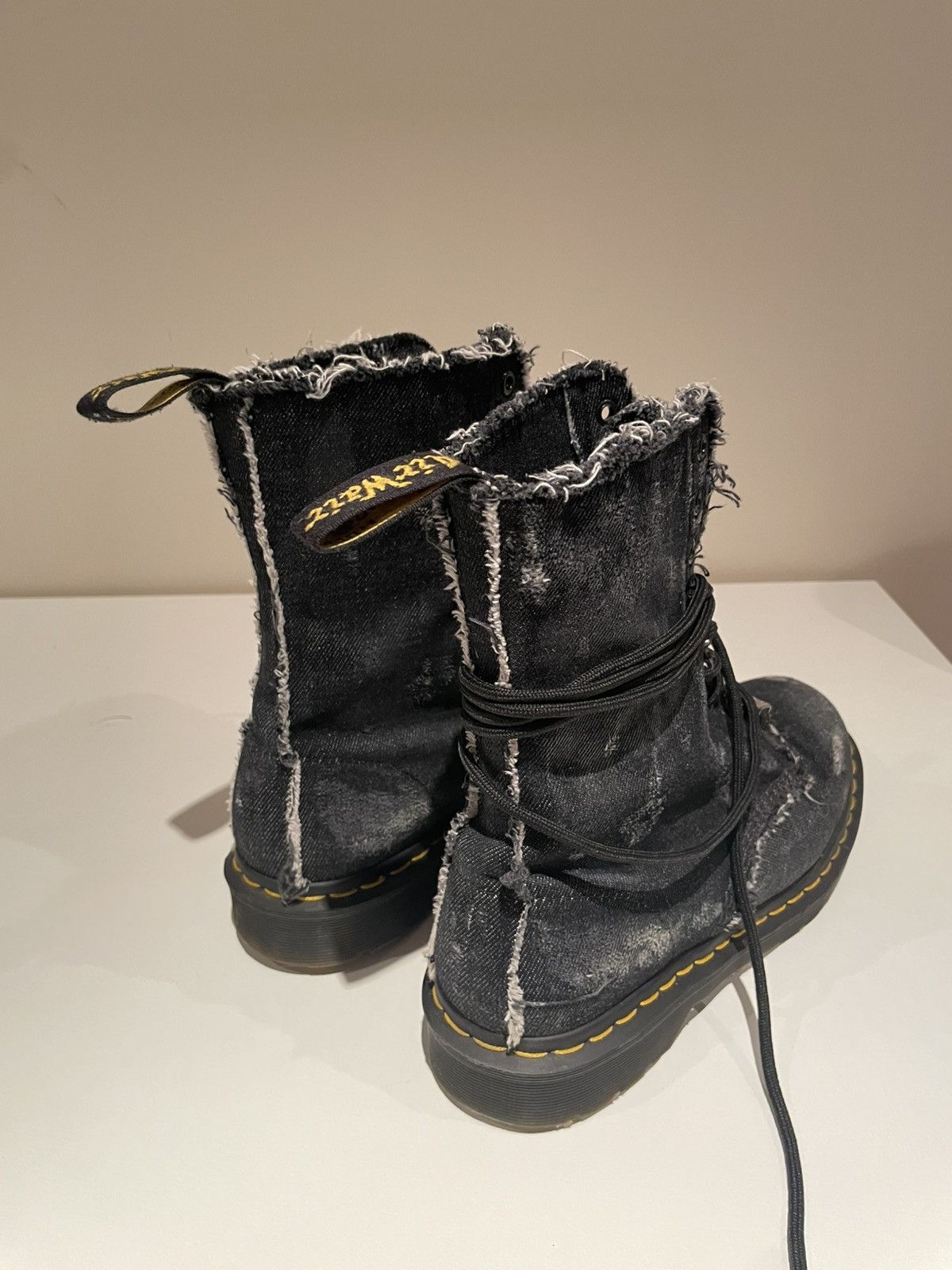 Dr. Martens Dr Martens x Off-White Bleached denim boots Blk Size US 9 / EU 42 - 15 Thumbnail