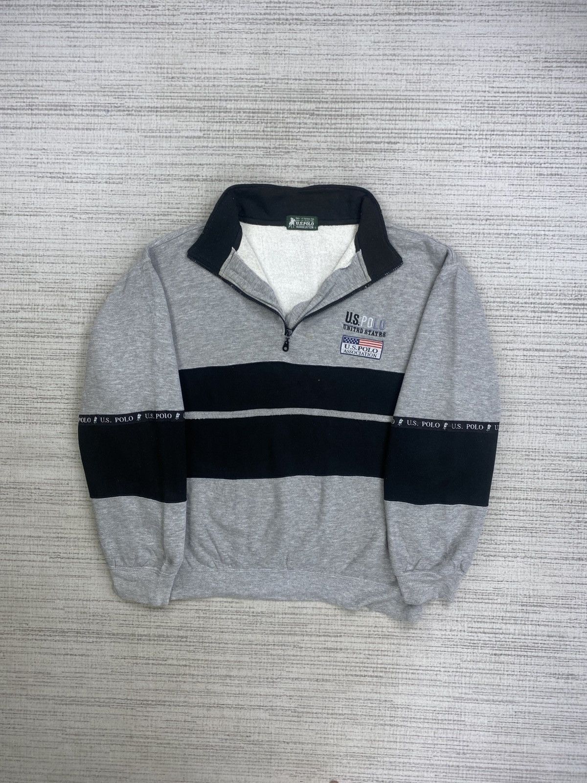 U.S. Polo Assn. × Vintage Vtg 90s U.S Polo Assn Embroidery Logo Half Zipper Sweatshirt Size US XL / EU 56 / 4 - 5 Thumbnail
