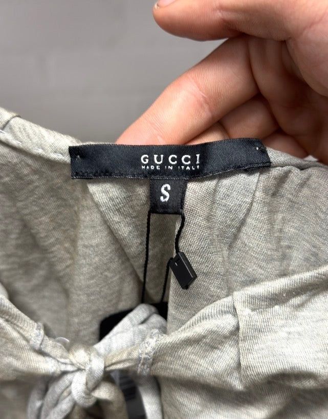 Gucci Gucci Grey Cotton Lace Up off the Shoulder Top Size S / US 4 / IT 40 - 2 Thumbnail