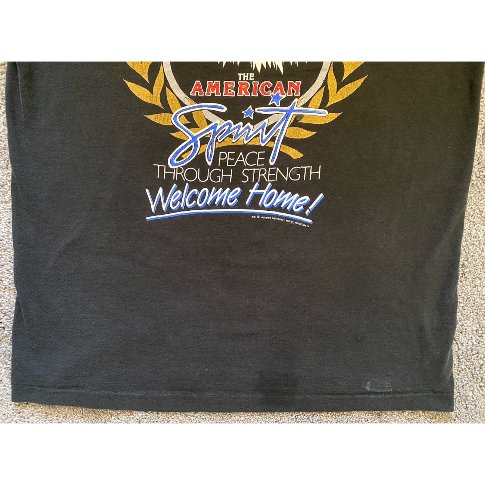 Fruit Of The Loom VINTAGE The American Spirit XL T-Shirt Made in USA Single Stitch Men Black 1991 1990s Patriotic USA Military Army USA Size US XL / EU 56 / 4 - 5 Thumbnail
