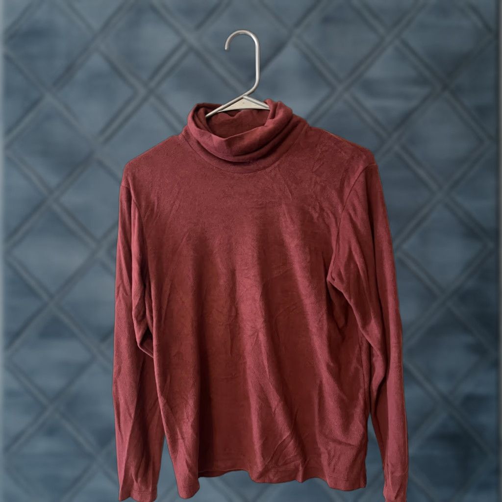 Uniqlo VINTAGE Uniqlo Womens Oversize Large Maroon Turtleneck Tunic Sweater Soft & Cozy L Red Womens Clothing Pullover Size L / US 10 / IT 46 - 1 Thumbnail
