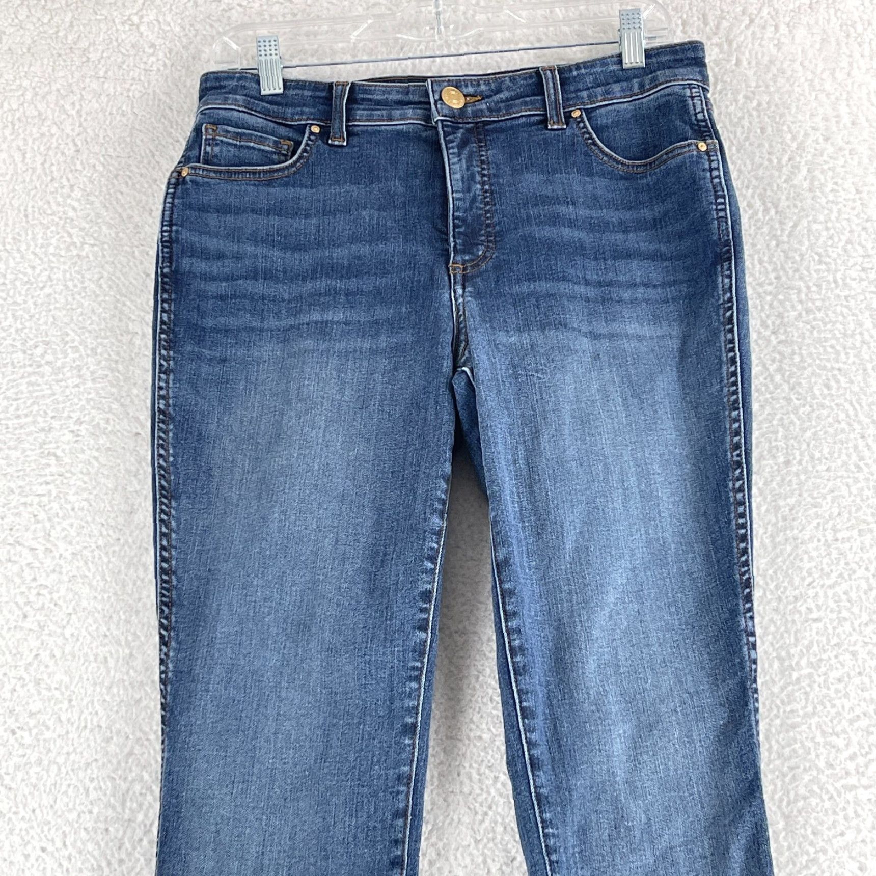 Vintage KUT from the Kloth Fab AB Mia Toothpick Skinny Jeans Womens High-Rise Size 6 Blue Denim 30" Waist 30" Inseam Regular Fit City Hippie 5-Pocket Womens Size 28" / US 6 / IT 42 - 2 Thumbnail
