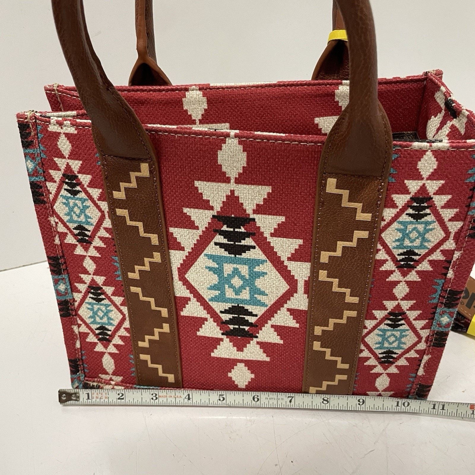 Wrangler Wrangler Aztec Tribal Leather Canvas Crossbody Bag Purse Red Size ONE SIZE - 5 Thumbnail