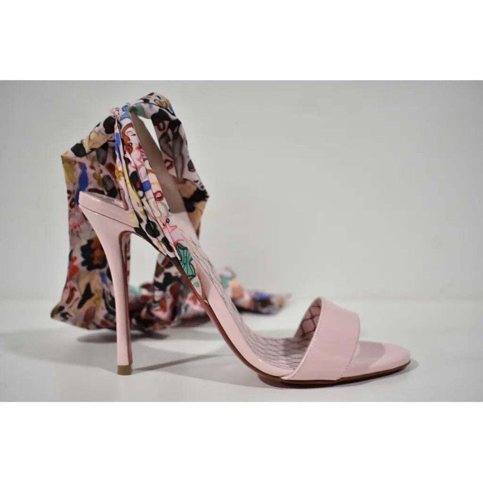 Christian Louboutin Fetish Du Desert 100 Pink Lace Up Tie Sandal Heel Pump 37.5 Size US 7.5 / IT 37.5 - 2 Thumbnail