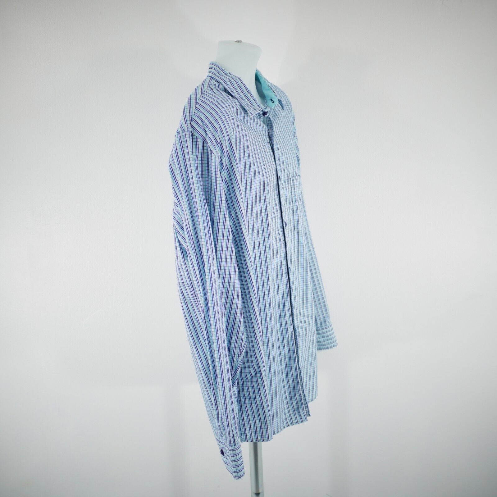 Tasso Elba Tasso Elba XL 17-17.5 Teal Purple White Check Pocket Front C Size US L / EU 52-54 / 3 - 9 Thumbnail