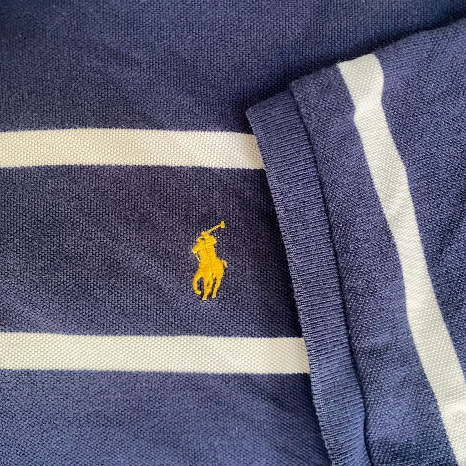 Polo Ralph Lauren Vintage Y2K Ralph Lauren Shirt Navy Striped Logo Polo Shirt Size US XXL / EU 58 / 5 - 3 Thumbnail