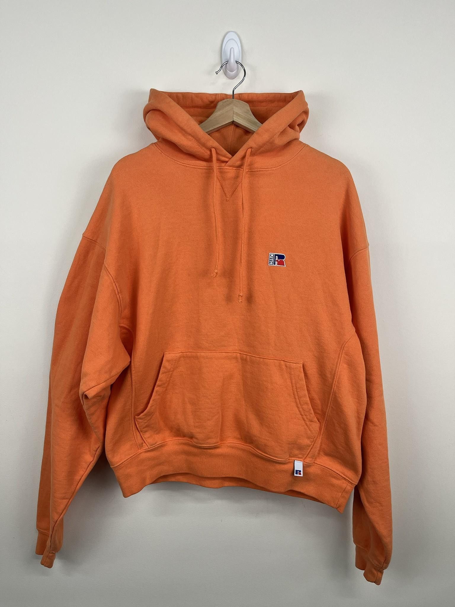 image of Kith X Russell Plain Hoodie in Orange, Men's (Size XS)