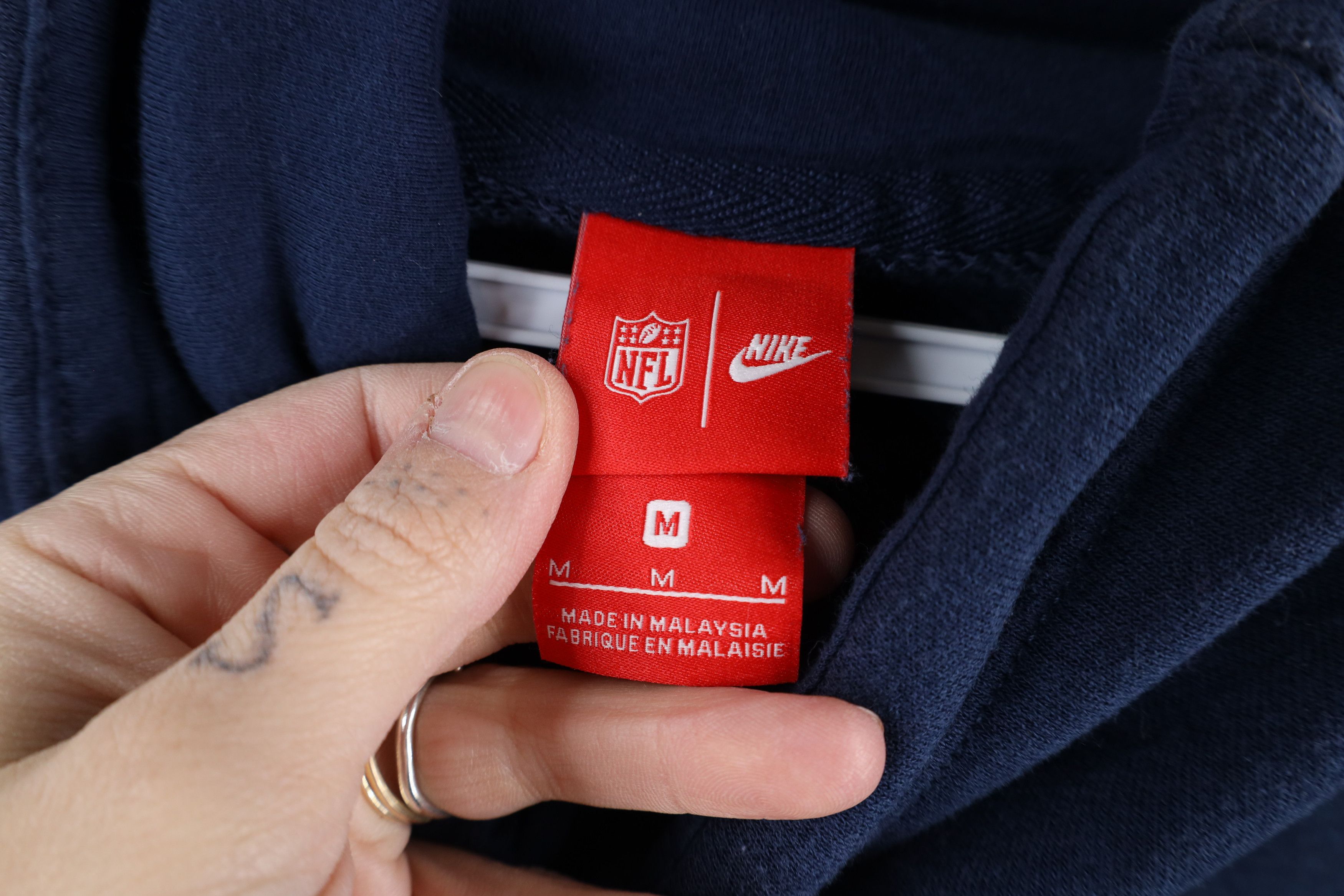 Nike × Vintage Nike Spell Out Los Angeles Rams Funnel Neck Sweatshirt Blue Size M / US 6-8 / IT 42-44 - 10 Thumbnail