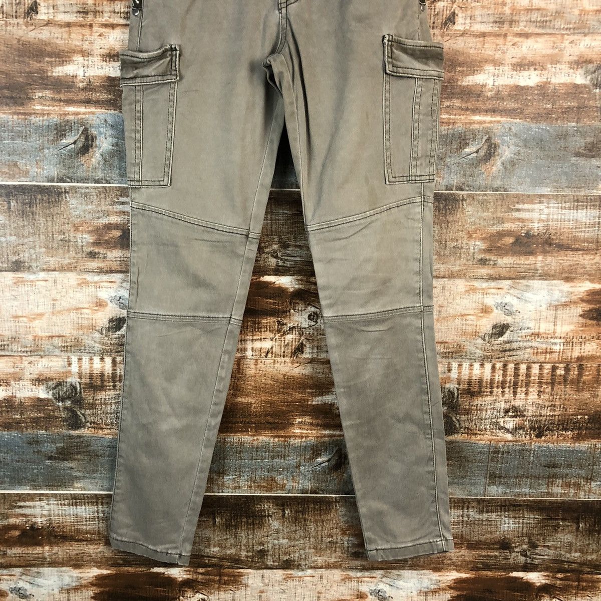 Japanese Brand Spiral Temp Green Cargo Multipocket Pants #A2456 Size 25" / US 0 / IT 36 - 3 Thumbnail