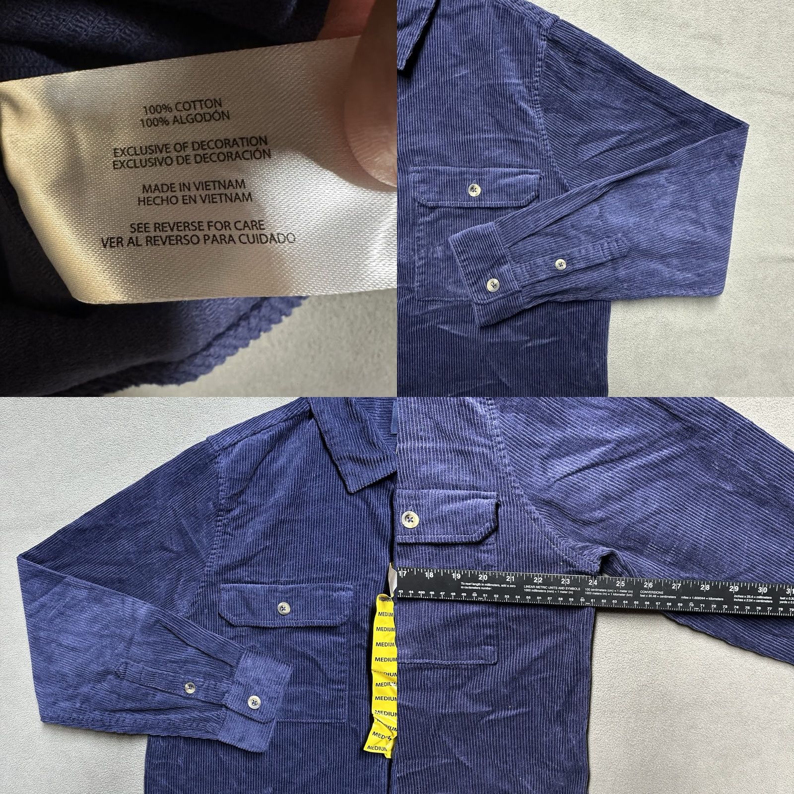 Gap GAP Shirt Mens Medium Eclipse Blue Button Up Corduroy Long Sleeve Size US M / EU 48-50 / 2 - 8 Thumbnail