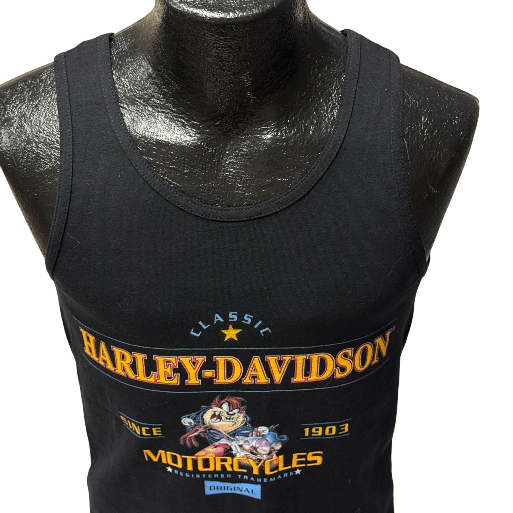 AAA NOS Vtg HARLEY DAVIDSON Looney Tunes TASMANIAN DEVIL Tank Size US S / EU 44-46 / 1 - 7 Thumbnail