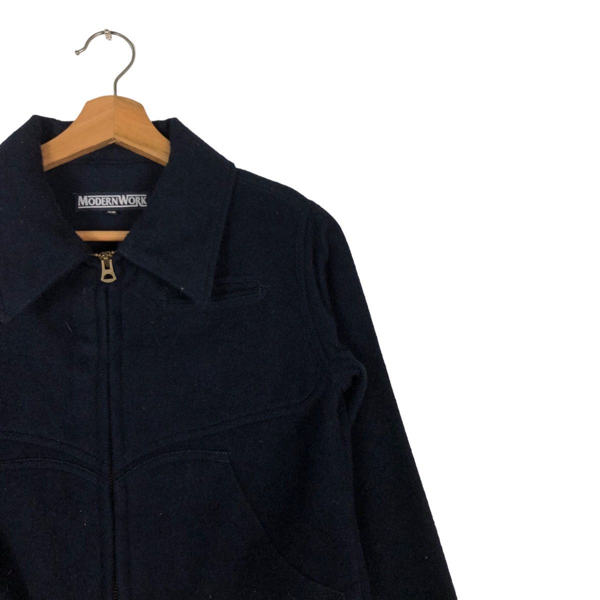 45rpm 🔥Cropped Biker Jacket Wool Indigo Modern Work Japan Made Size US XS / EU 42 / 0 - 6 Thumbnail