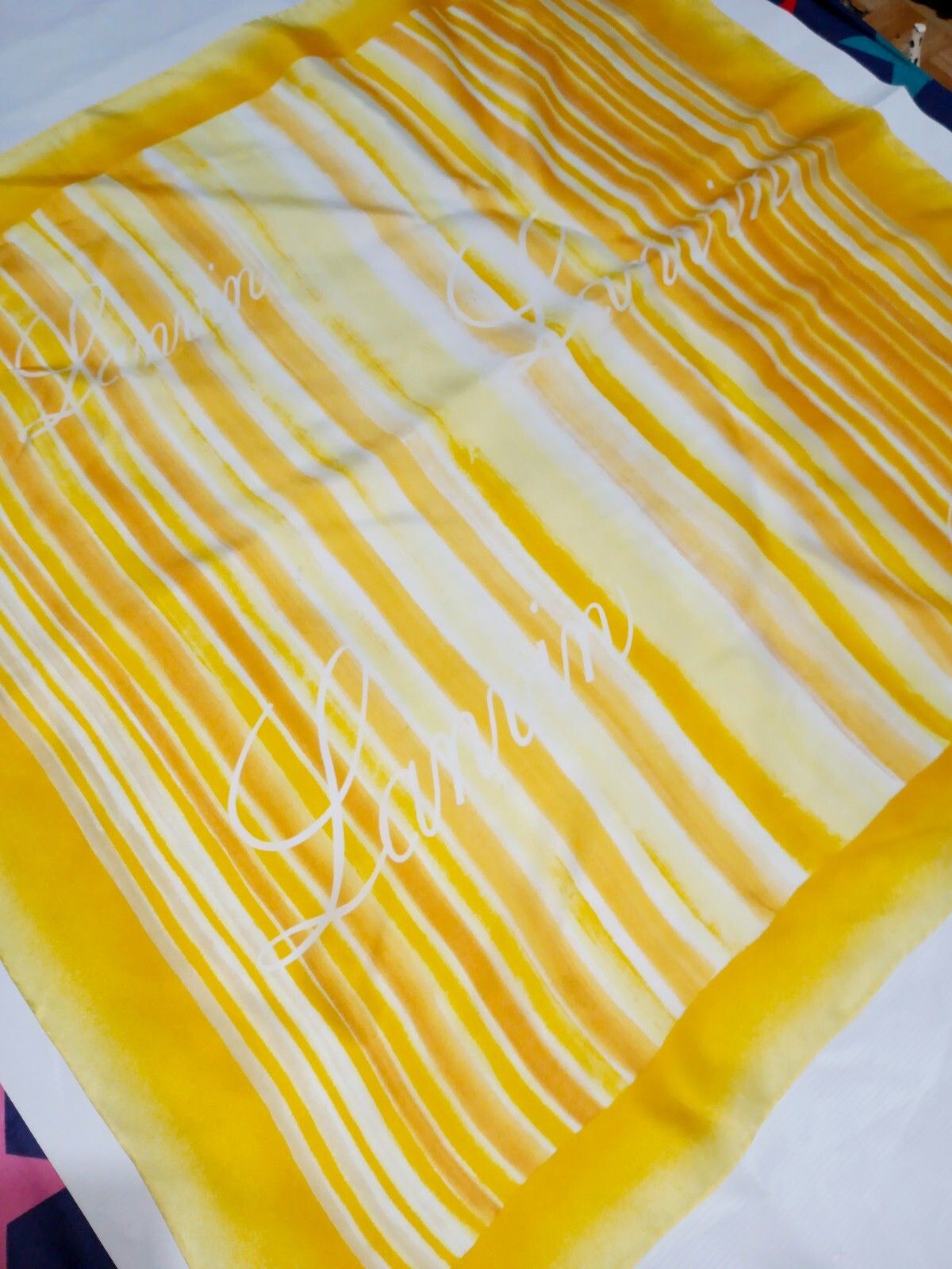 Lanvin LANVIN Paris Geometric Yellow Vintage Silk Scarf Size ONE SIZE - 3 Thumbnail