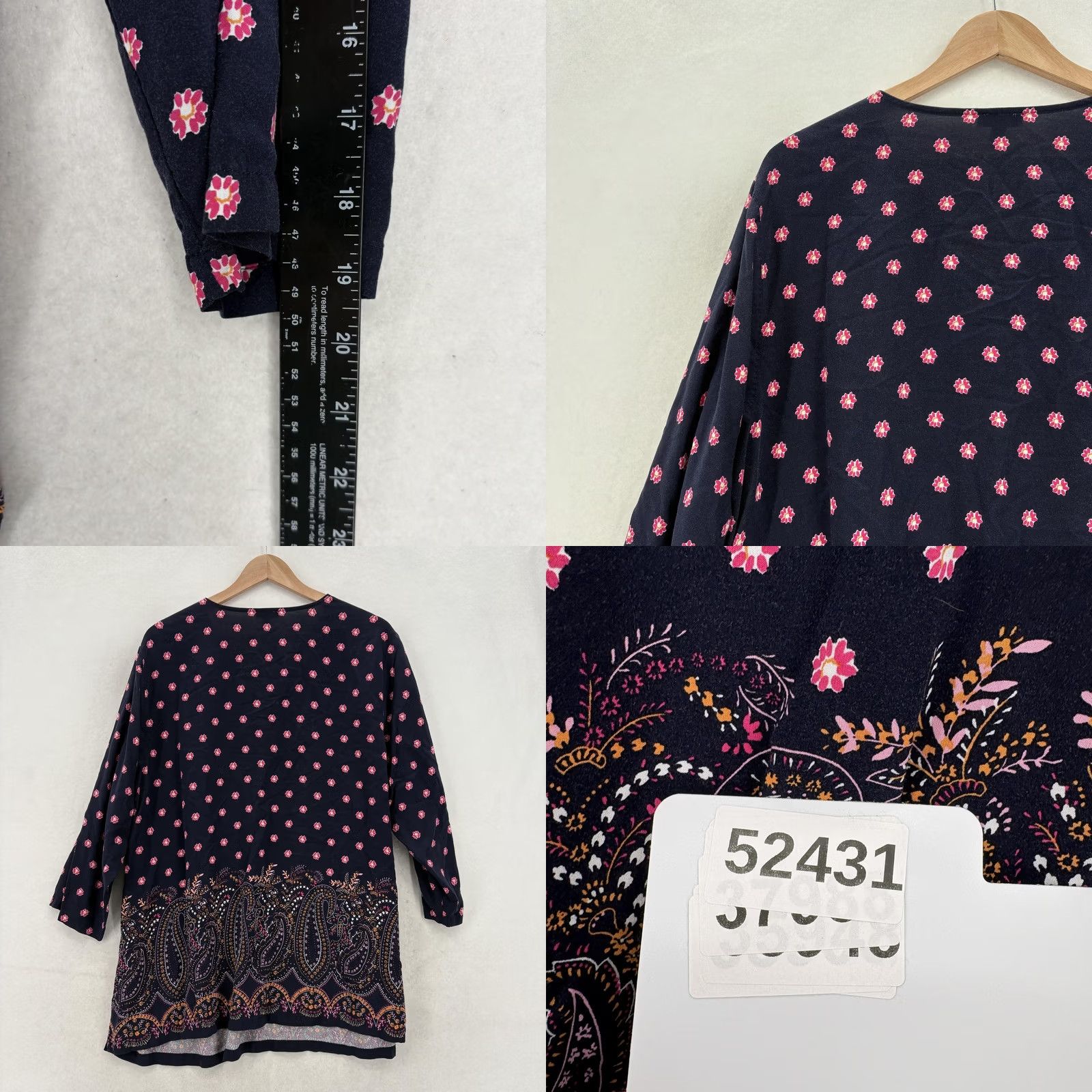 Talbots Talbots Blouse Womens 2X Plus Blue Floral Paisley V-Neck 3/4 Sleeve Tunic Boho Shirt Ladies Redundant? Size XXL / US 16-18 / IT 52-54 - 8 Thumbnail