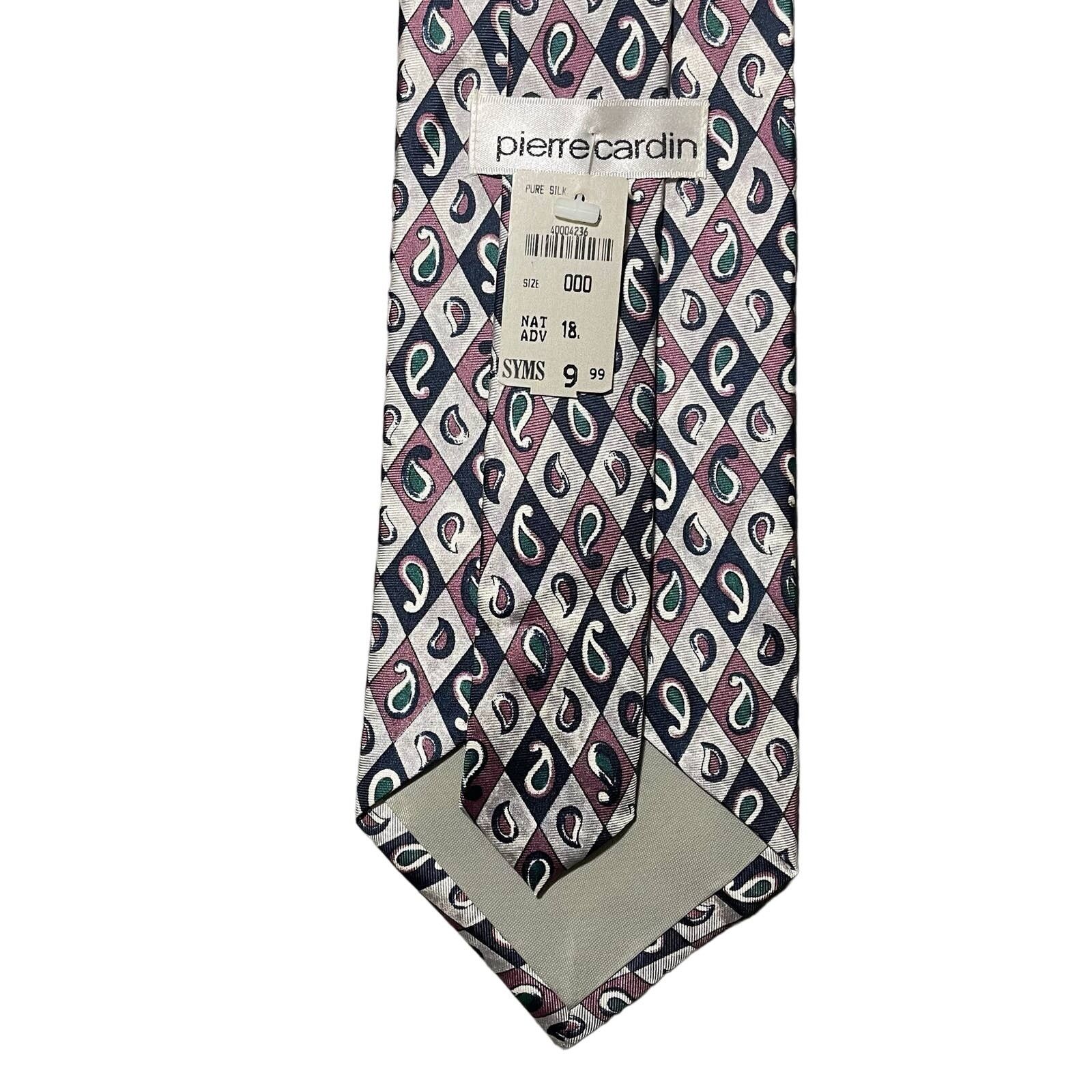Pierre Cardin Pierre Cardin Silk Tie Paisley Diamond Background USA - 4" W Size ONE SIZE - 2 Thumbnail