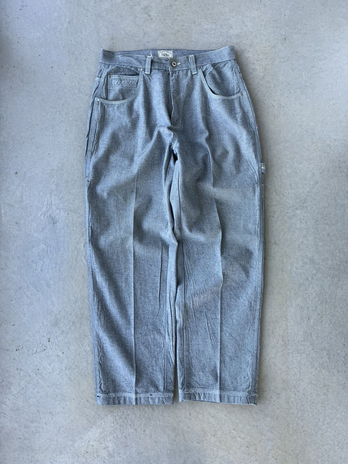 Clench Vintage Y2K Clench Jeans Silver Baggy Rave Style Pants Size US 34 / EU 50 - 1 Thumbnail