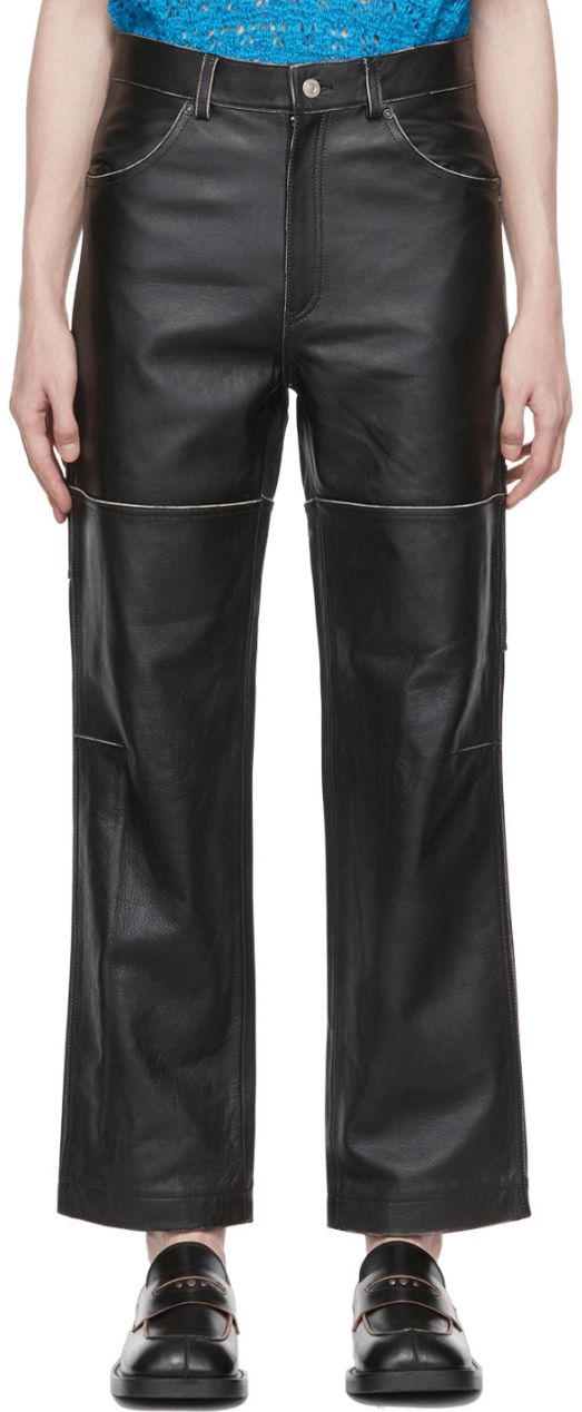 Andersson Bell Andersson Bell SSENSE Exclusive Black Leather Pants Size US 32 / EU 48 - 1 Thumbnail
