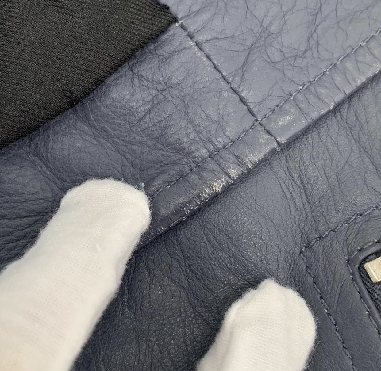 Balenciaga Balenciaga smog blue lapel zipper motorcycle leather jacket Size US S / EU 44-46 / 1 - 8 Thumbnail