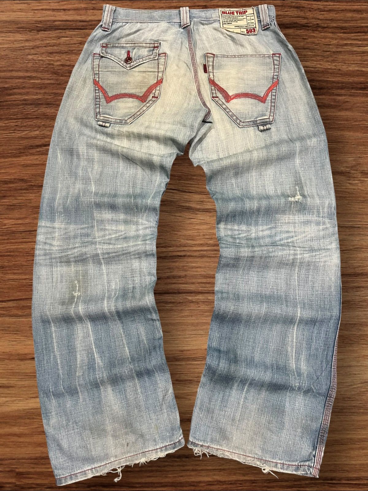 45rpm × Edwin × Japanese Brand Vintage Edwin Blue Trip 503 Red