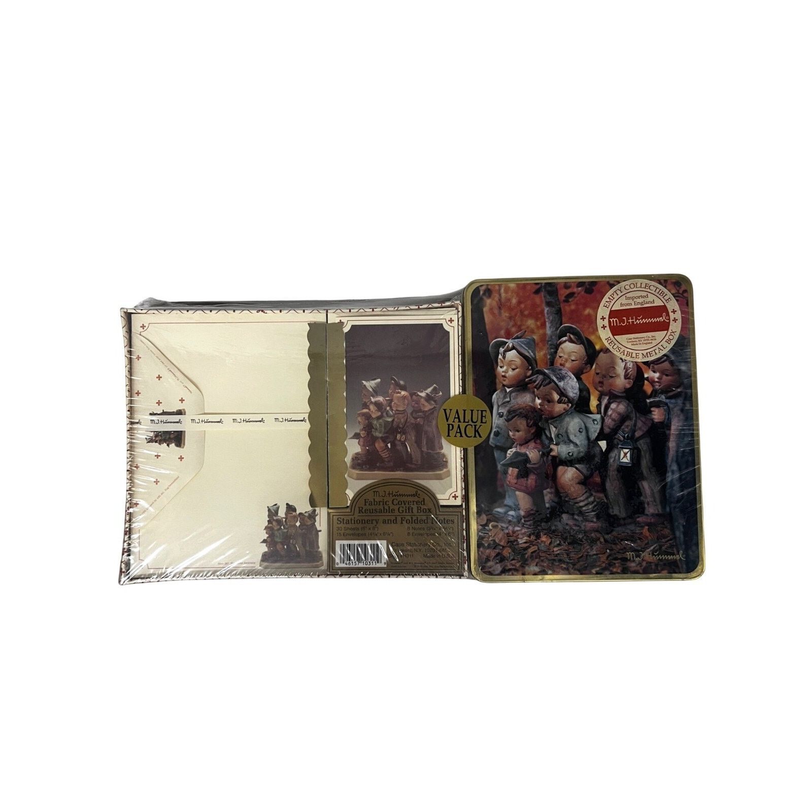 Vintage MJ Hummel Fabric Folded Notes Stationery Reusable Tin Box Size ONE SIZE - 3 Thumbnail