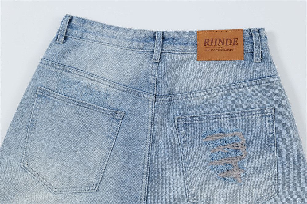 Japanese Brand × Jean Men's punk high street ripped raw edge denim shorts Size US 32 / EU 48 - 5 Thumbnail