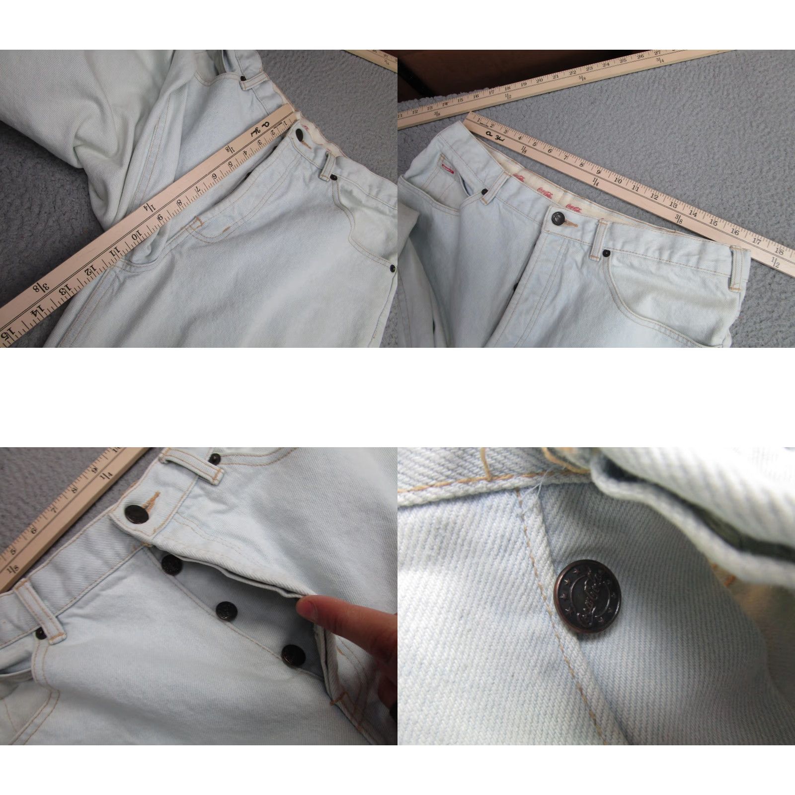 Vintage VINTAGE Coca-Cola Jeans Mens 32x33 Light Wash Blue Button Fly 90s Grunge Work Mens Jeans Blue Size US 32 / EU 48 - 9 Thumbnail