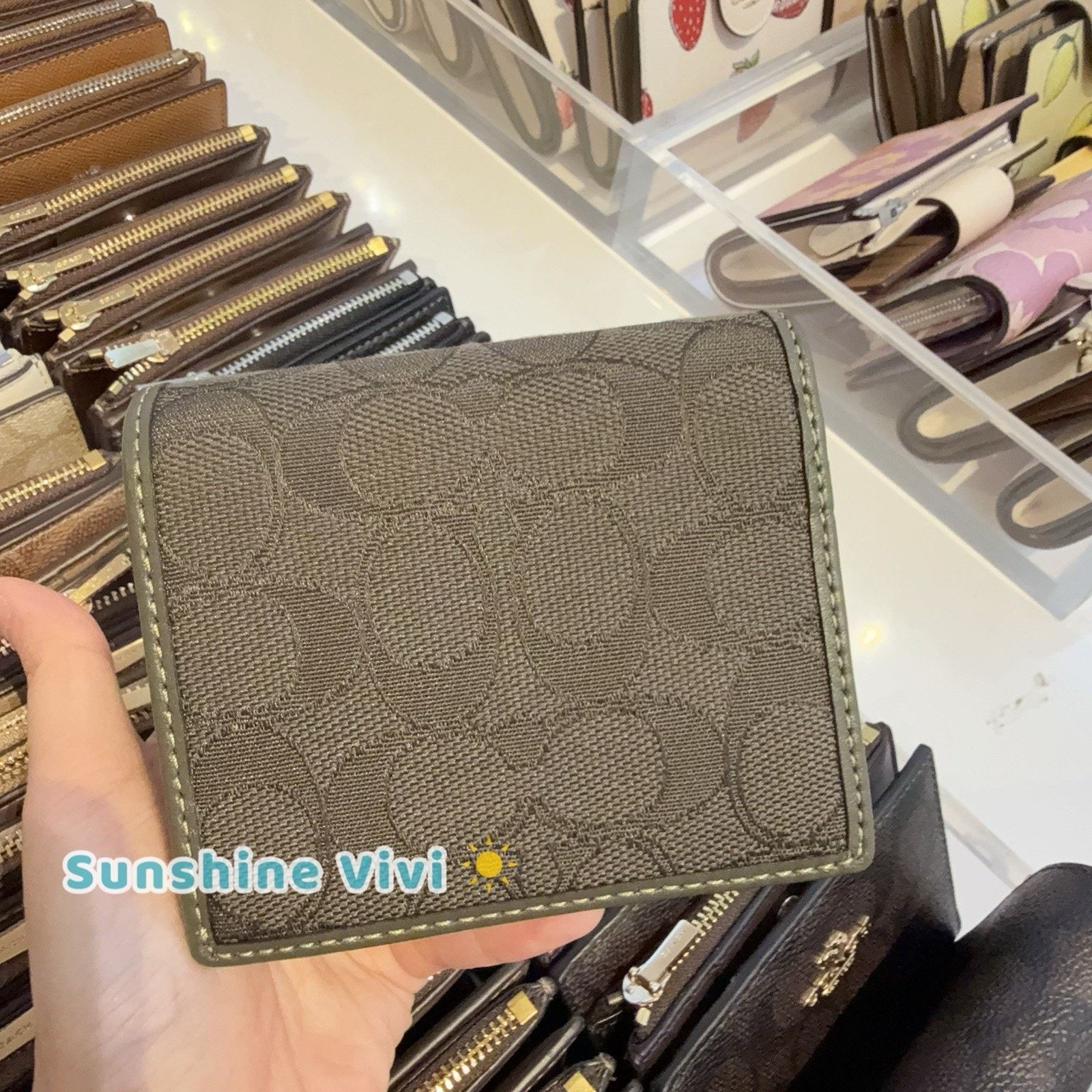 Coach NWT Coach CU401 Jacquard Snap Card Case Wallet OLIVE DRAB Size ONE SIZE - 2 Thumbnail