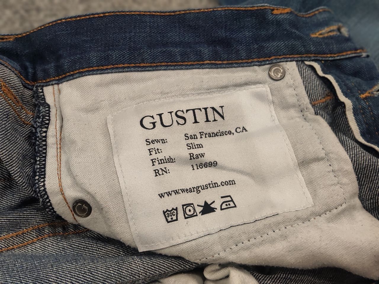 Gustin Gustin Selvedge Raw Blue Faded denim Slim Fit Jeans Size US 32 / EU 48 - 18 Thumbnail