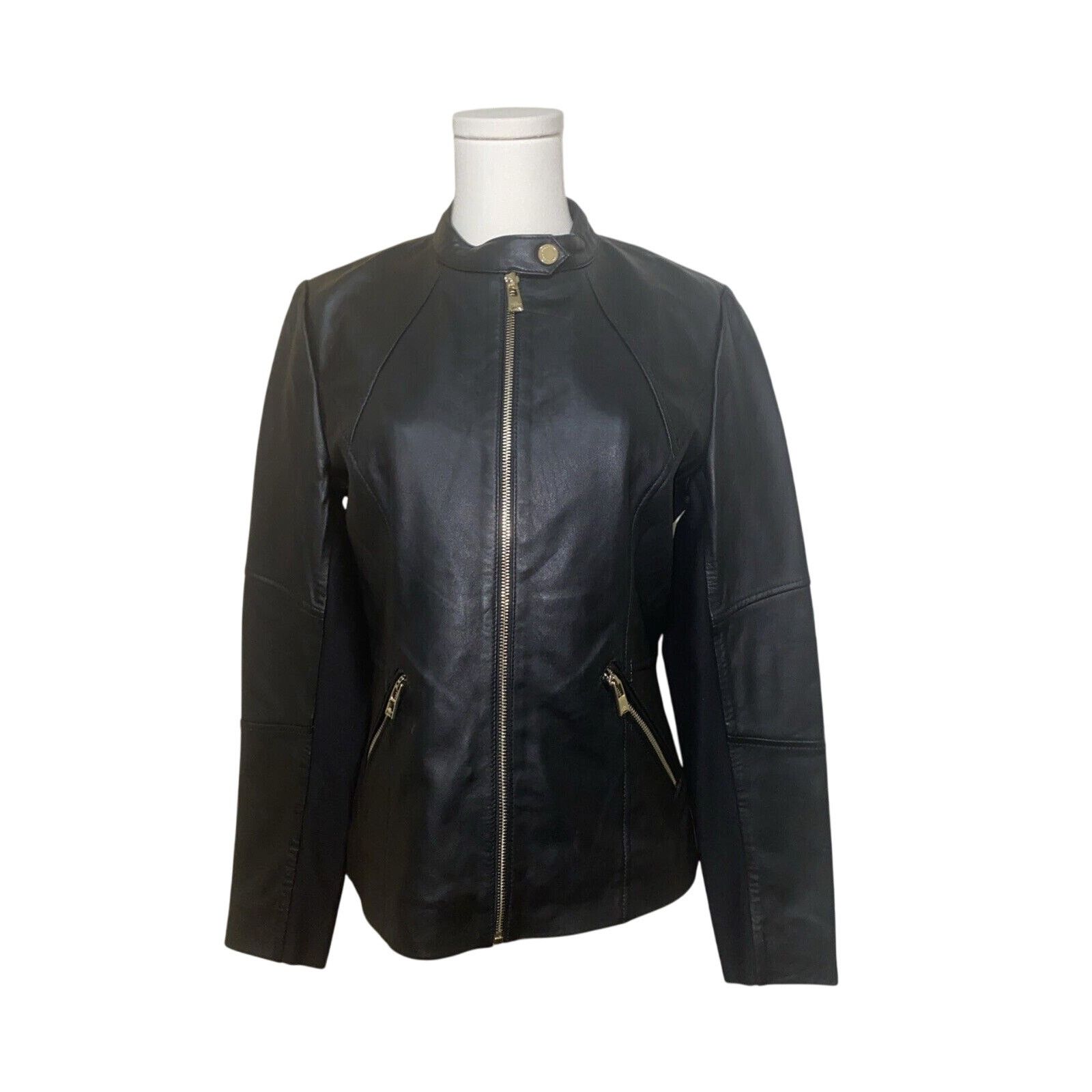 Karl Lagerfeld KARL LAGERFELD Jacket Womens Black Lambskin Leather Small Size S / US 4 / IT 40 - 1 Thumbnail