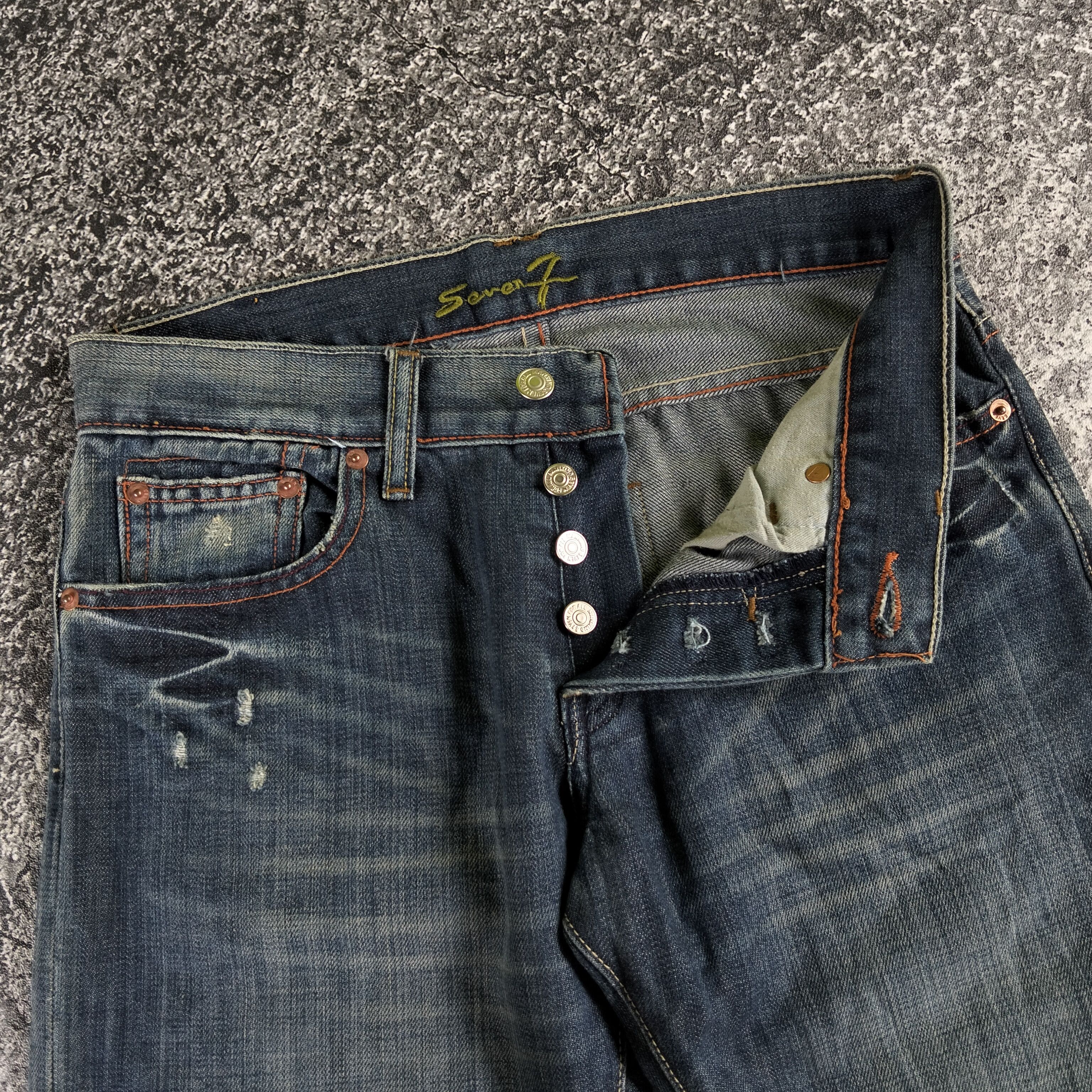 7 For All Mankind 7 For All Mankind Flared Button Fly Blue Wash Faded Jeans Size US 30 / EU 46 - 9 Thumbnail
