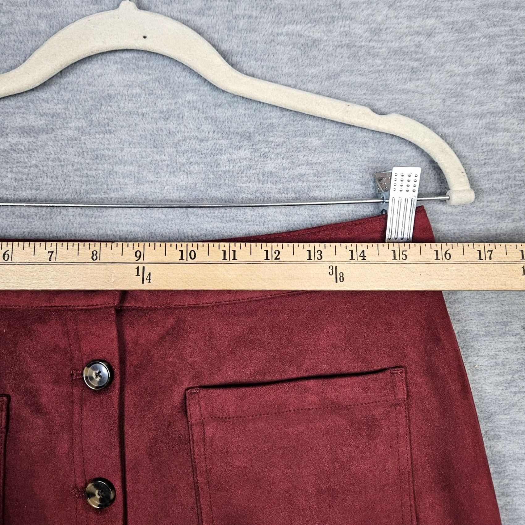 Marine Layer Marine Layer Women’s Mini Burgundy Wine Faux Suede A-line Skirt Sz 12 Size 34" / US 12 / IT 48 - 3 Thumbnail