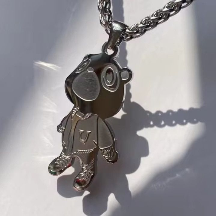 Jewelry stainless steel bear Necklace Post Grunge Punk Chain vintage Size ONE SIZE - 4 Thumbnail