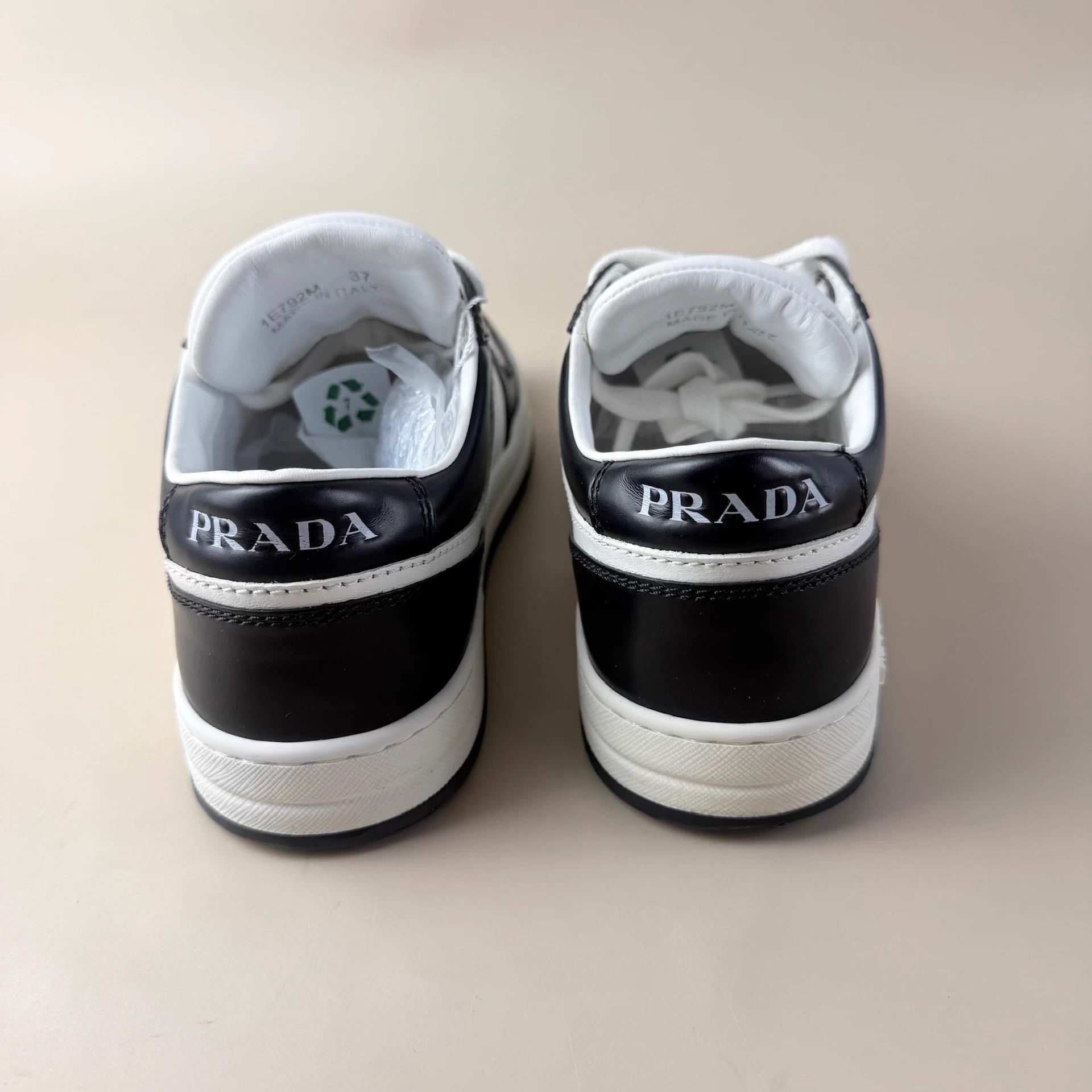 Prada Prada B&W Triangle Logo Sneakers 37 EU Size US 6 / IT 36 - 3 Thumbnail