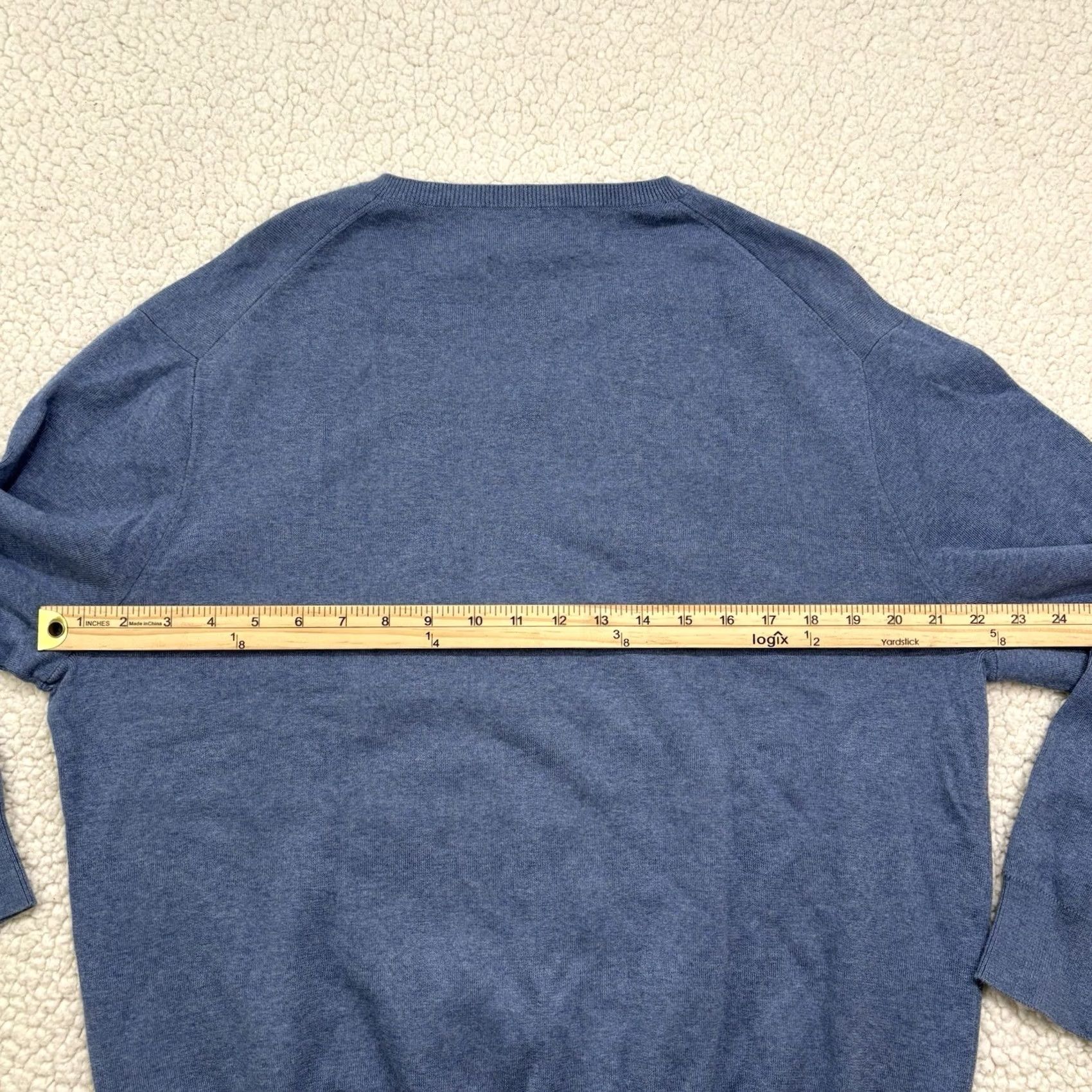 Ralph Lauren VINTAGE Ralph Lauren Polo Mens XL V-Neck Sweater Blue Pima Cotton Knit Red Pony Size US XL / EU 56 / 4 - 4 Thumbnail