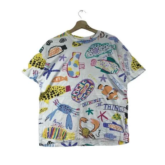 Other Vtg 90’ KEN DONE AUSTRALIA Art AOP Tee Shirt Drawing Beach Size M / US 6-8 / IT 42-44 - 1 Thumbnail