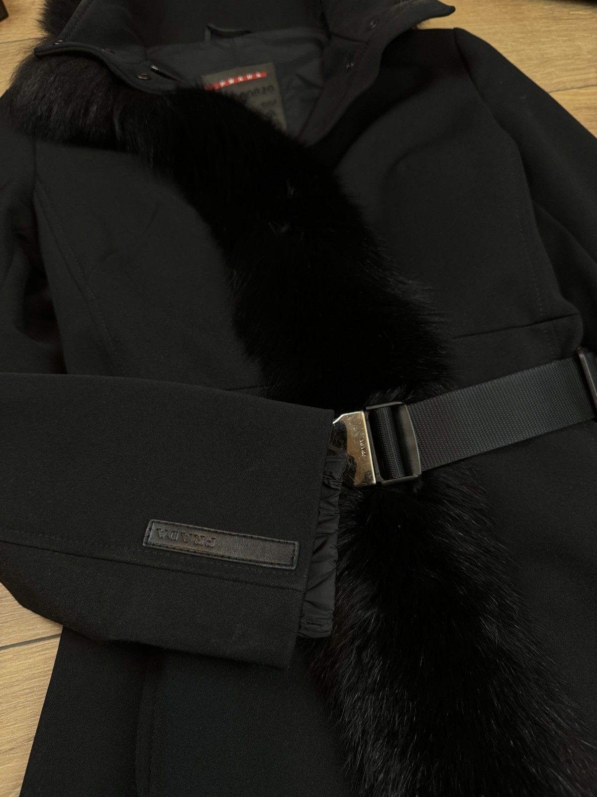 Prada Nylon coat blue fox fur Prada original rare luxury item Size S / US 4 / IT 40 - 3 Thumbnail