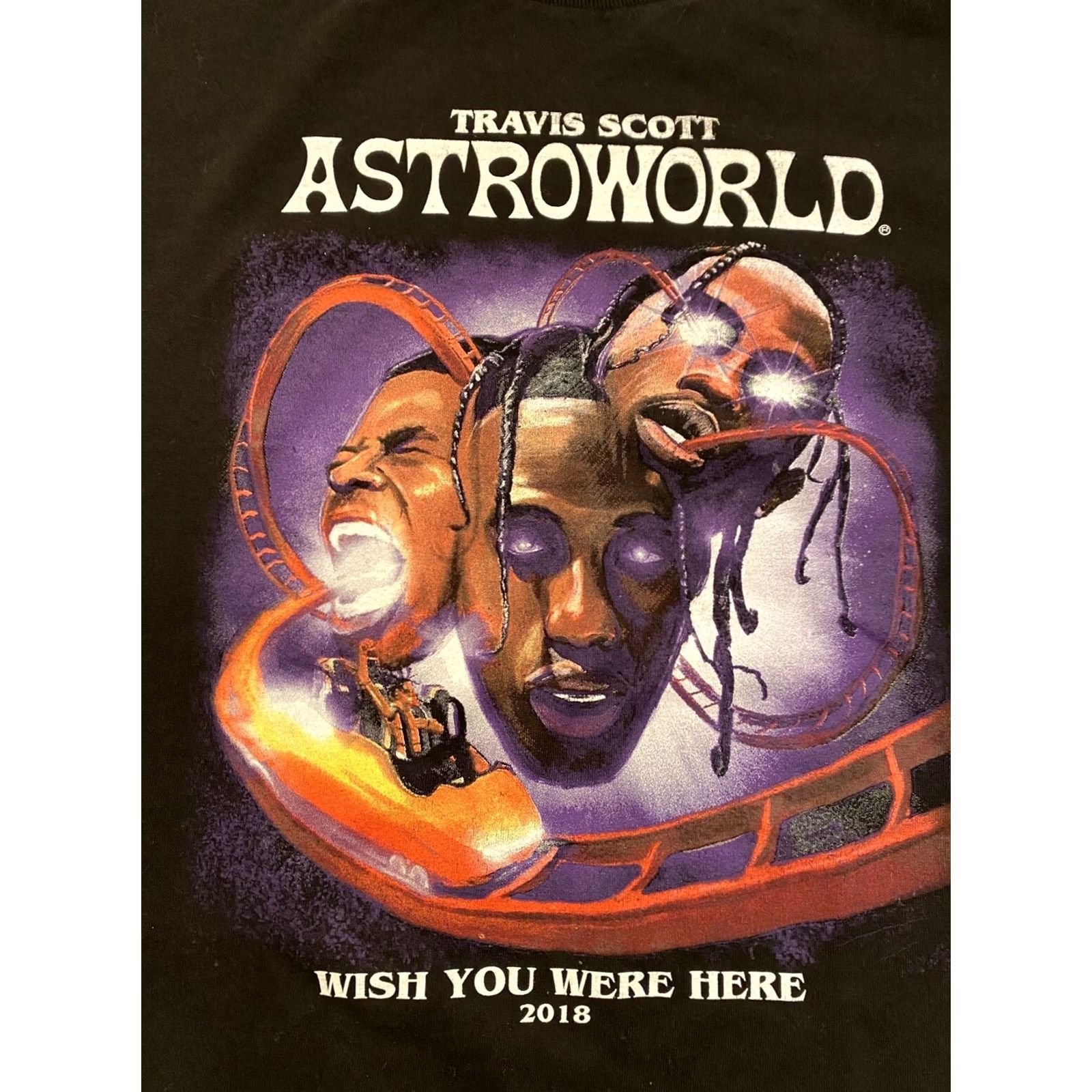 Travis Scott Travis Scott Astroworld Tour 2018 Graphic Wish You Were Here T-Shirt L Black Men Short Sleeve Shirt 21” X 29” Size US L / EU 52-54 / 3 - 2 Thumbnail