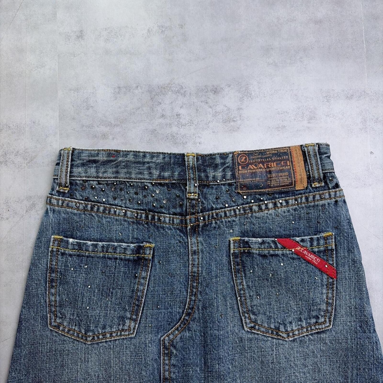 Other Y2K Cavaric Grunge Embellished Mini Denim Skirt Size 30" / US 8 / IT 44 - 3 Thumbnail