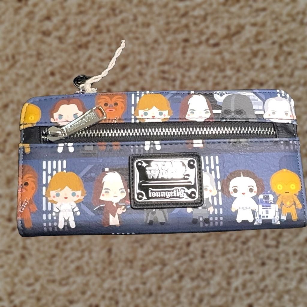 Vintage VINTAGE Star Wars Loungefly Wallet Womens Blue Faux Leather Zipper Mini Figure New Tags Size ONE SIZE - 1 Thumbnail