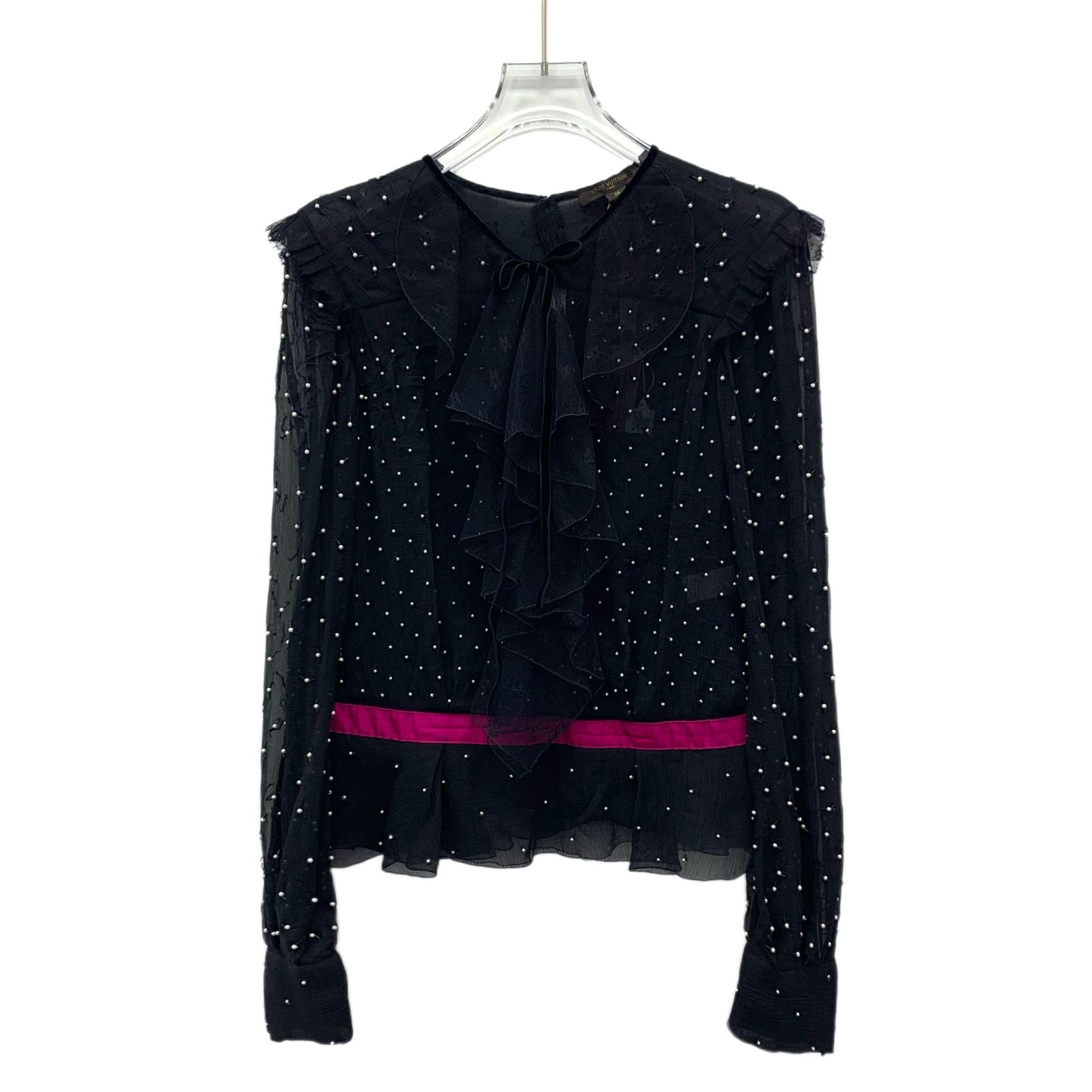 Louis Vuitton Louis Vuitton Black Silk Beaded Long-Sleeve Blouse With Bow Size XS / US 0-2 / IT 36-38 - 1 Thumbnail