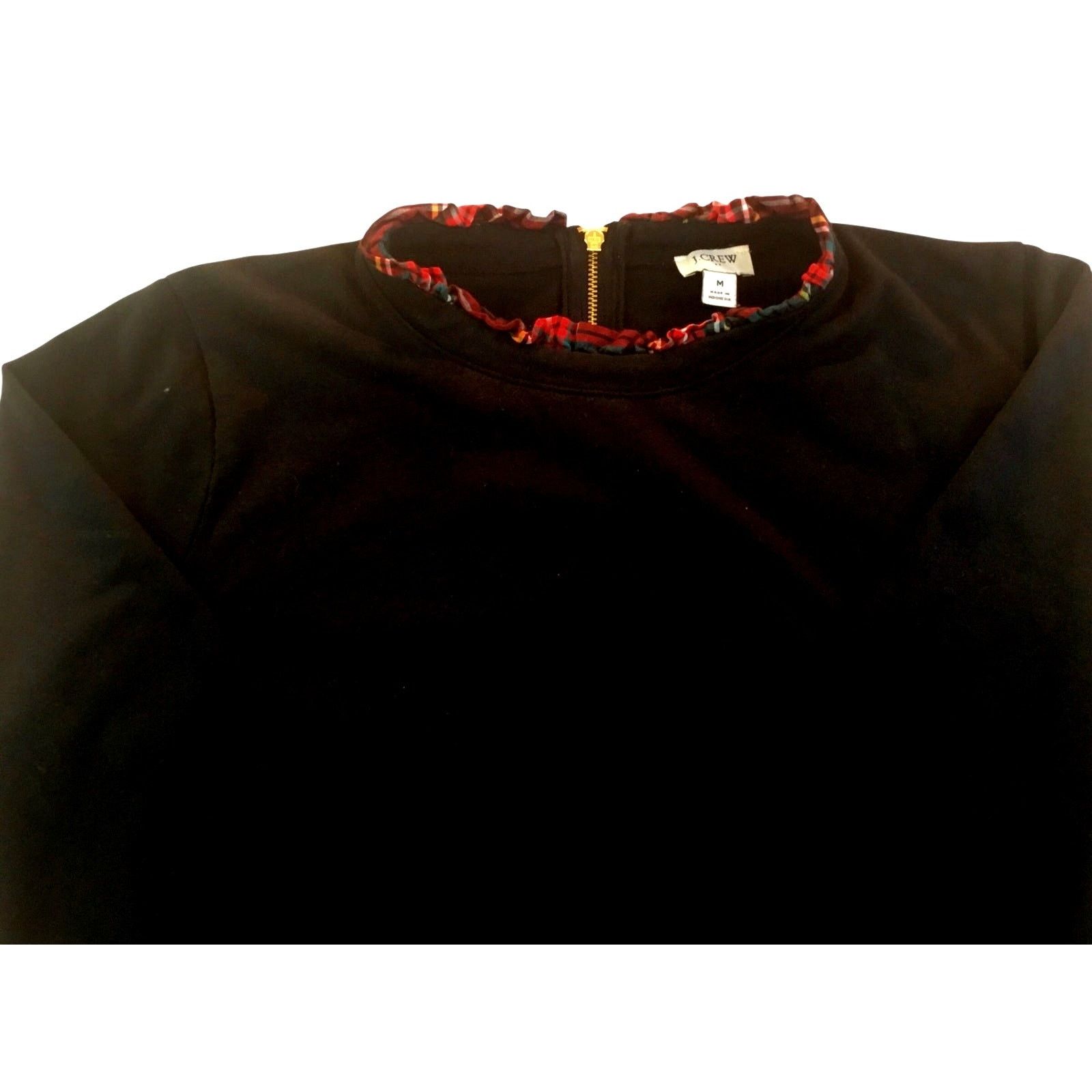 J.Crew J. Crew Black Knit Top Red Plaid Collar Cuffs Size Medium Size M / US 6-8 / IT 42-44 - 2 Thumbnail