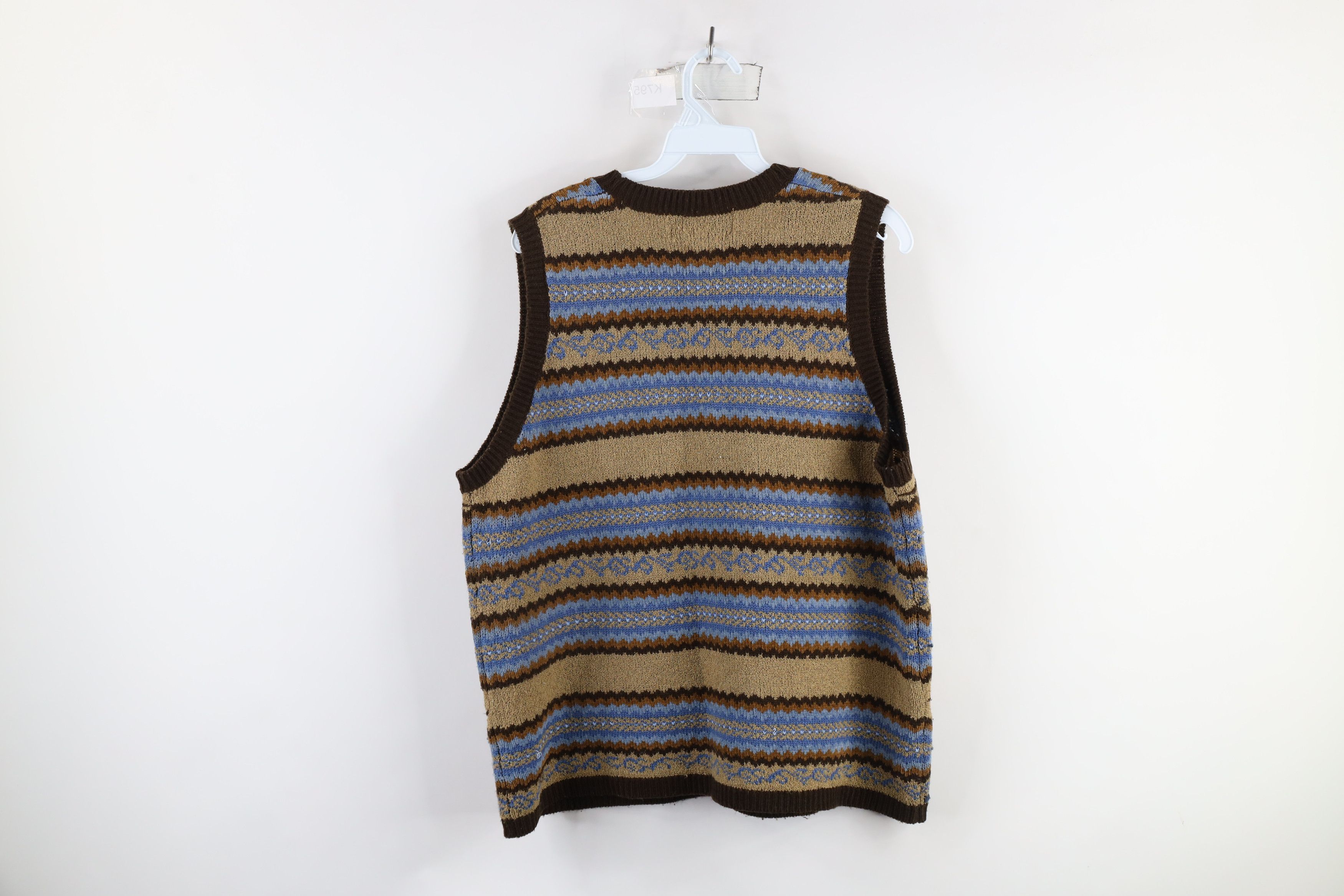 Vintage Vintage 90s Streetwear Flower Fair Isle Sweater Vest Size XL / US 12-14 / IT 48-50 - 7 Thumbnail