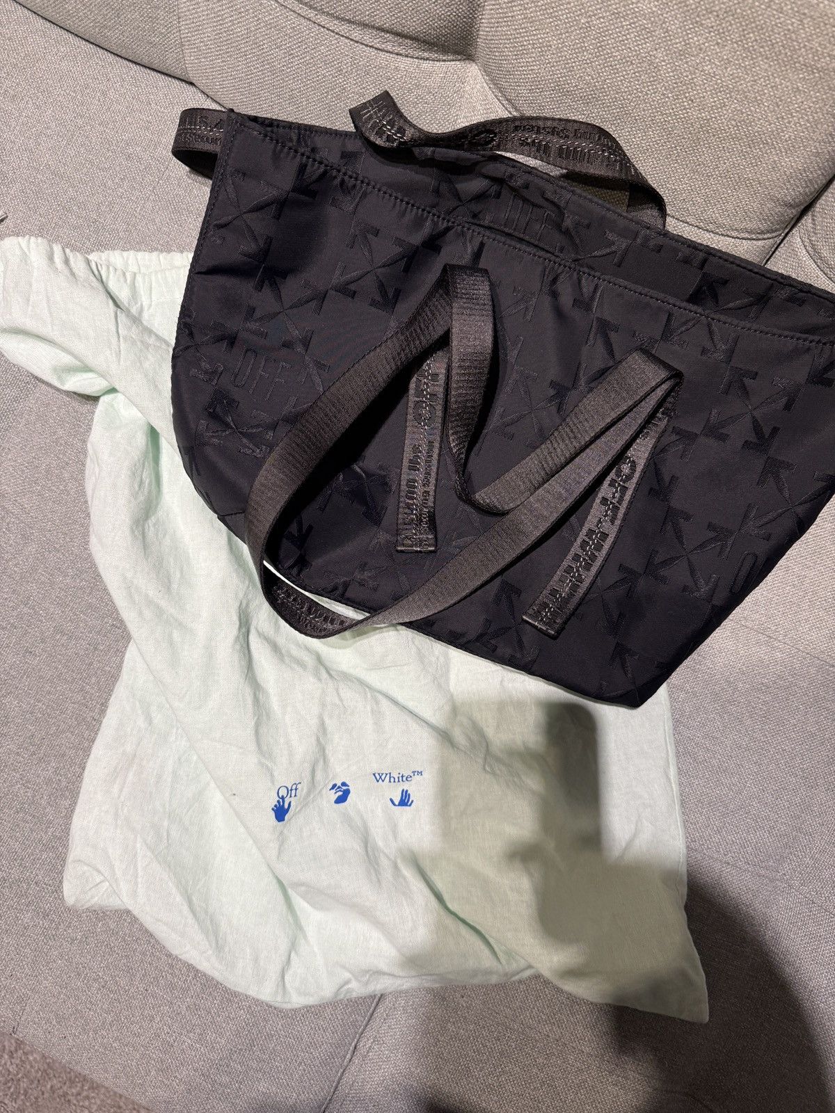 Off-white canvas tote bag