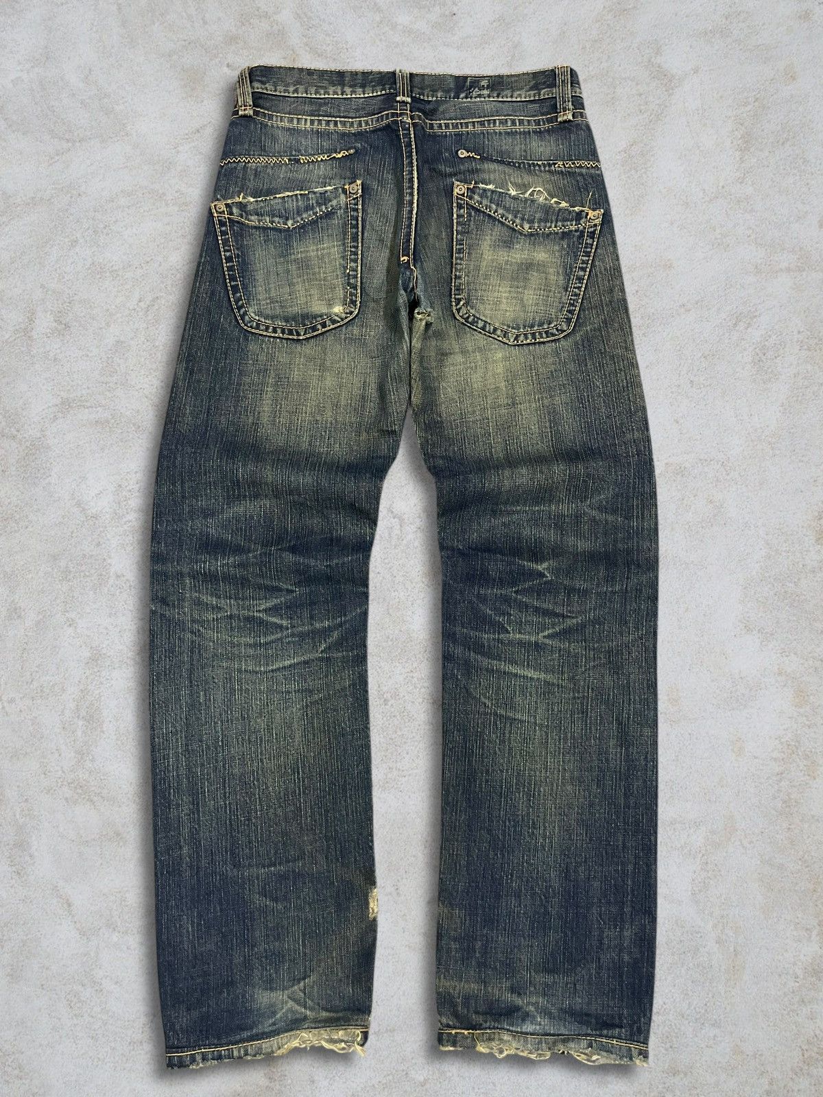 GOSTAR DE FUGA Keiji Itakura Japan Denim Mud Wash Button-Fly Frayed Jeans Size US 31 - 5 Thumbnail