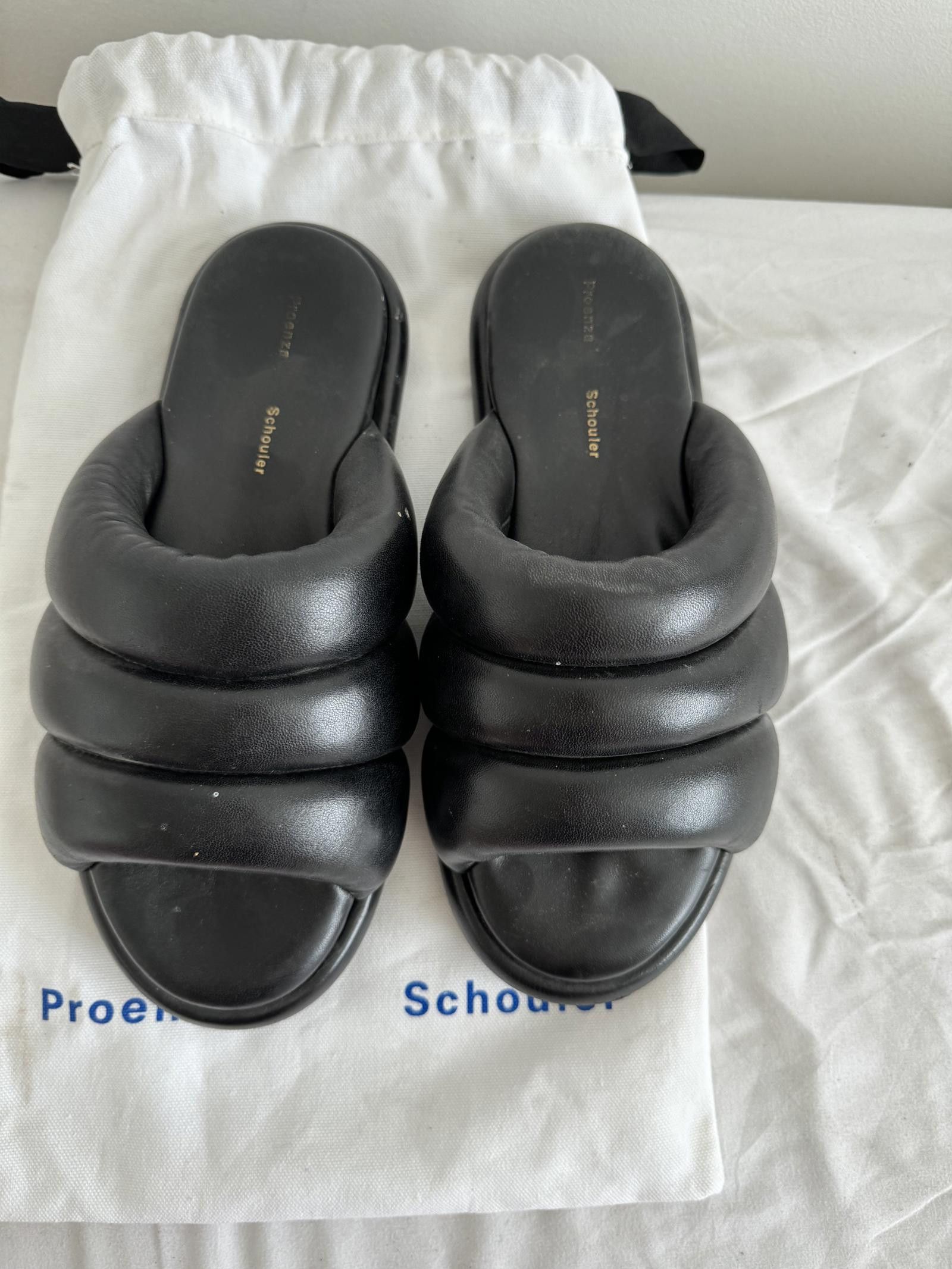 Designer Proenza Schouler black leather slides. EU 40 Size US 9 / IT 39 - 4 Thumbnail