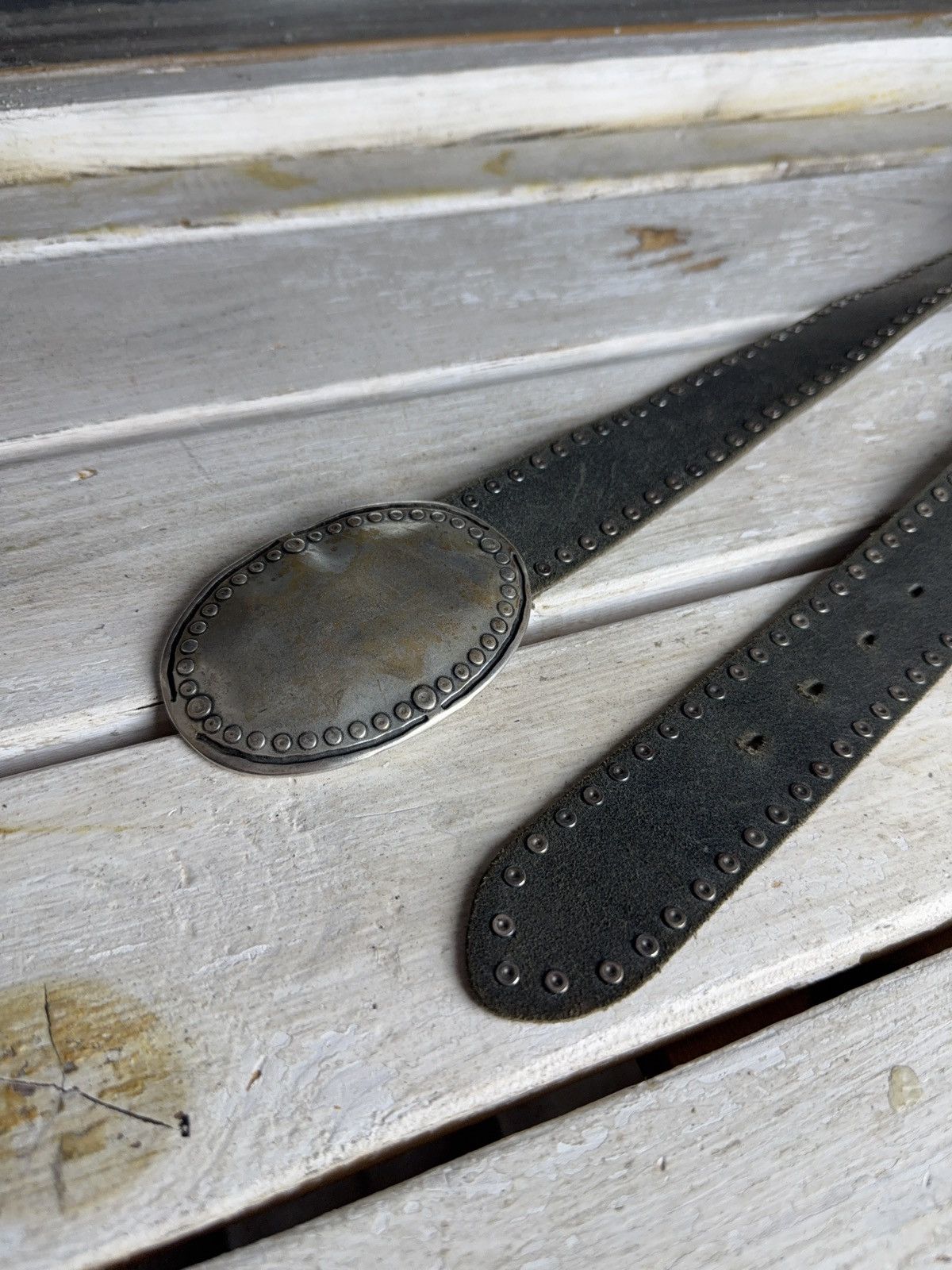 Japanese Brand Vanzetti Japanese Leather Punk Emo Rock Goth Y2K Drill belt Size ONE SIZE - 2 Thumbnail
