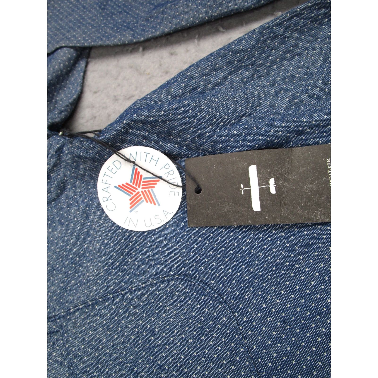 Vintage Ruell and Ray Shirt Mens Medium Blue Chambray Polka Dot Long Sleeve Zip Front USA Size US M / EU 48-50 / 2 - 5 Thumbnail